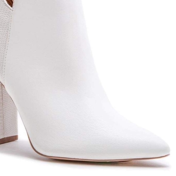 Last Size 10 Qupid Signal White Textured Platform Heeled Boot - Picture 5 of 9